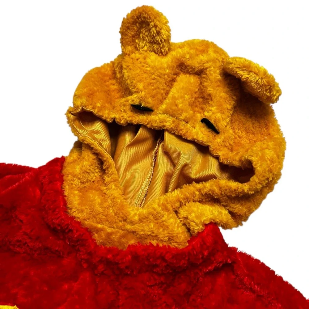 Disney Store‎ Winnie the Pooh Costume Kids XXS Yellow Red Plush Hooded Romper